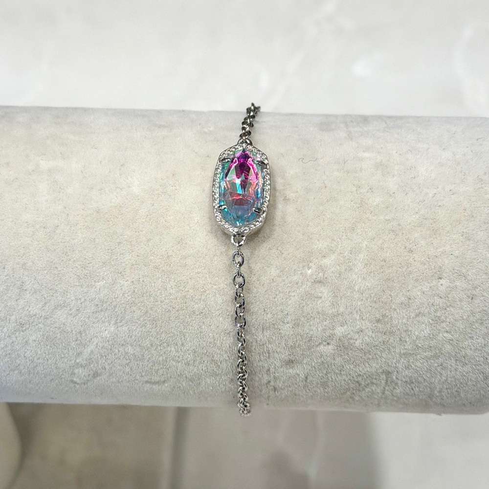 Elaina Silver Adjustable Chain Bracelet in Iridescent | Kendra Scott